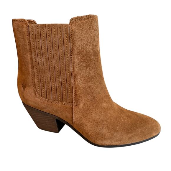 FRYE Sandra Chelsea Boots Cognac Brown Suede 9 - Picture 1 of 8